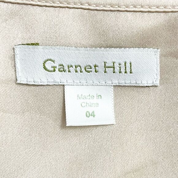 Garnet Hill 100% Silk Blouse Button Front Long Sleeve in Champagne Taupe Size 4 - Picture 10 of 13